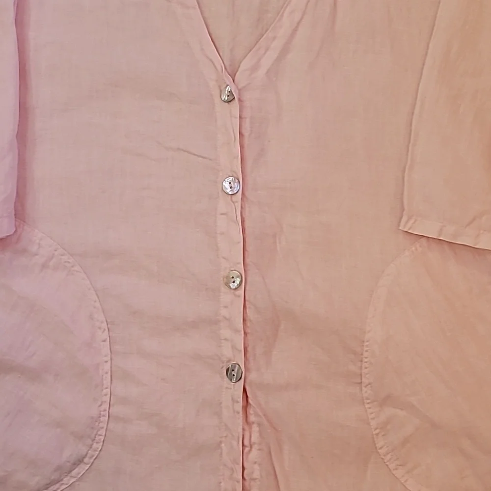 Vintage pink linen shirt - Picture 2 of 5